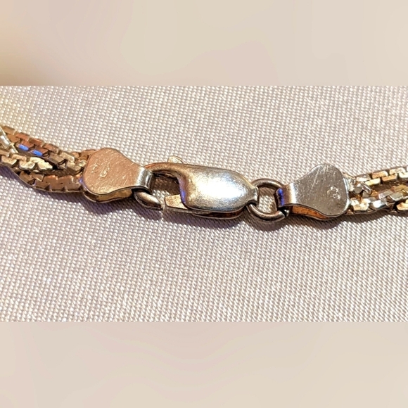 Vintage 925 Sterling Silver Braided 3-Strand Boston Link Chain Bracelet 7.5" - Picture 5 of 10